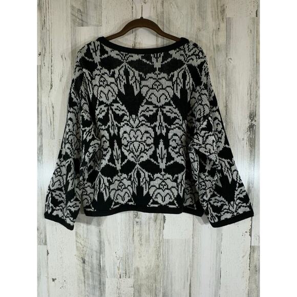 Franco Moretti Firenze Wool Blend Sweater Size Small Made in Italy Black White - Picture 2 of 7